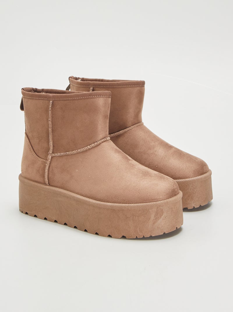 Bottines en suédine Taupe - Kiabi