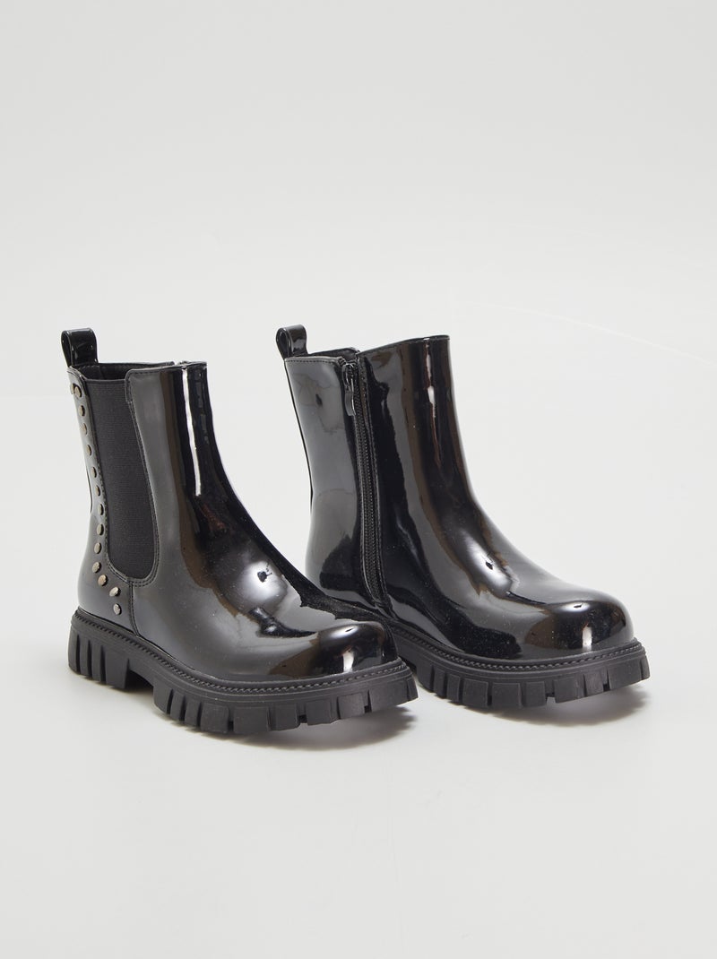 Bottines en vernies chelsea Noir - Kiabi