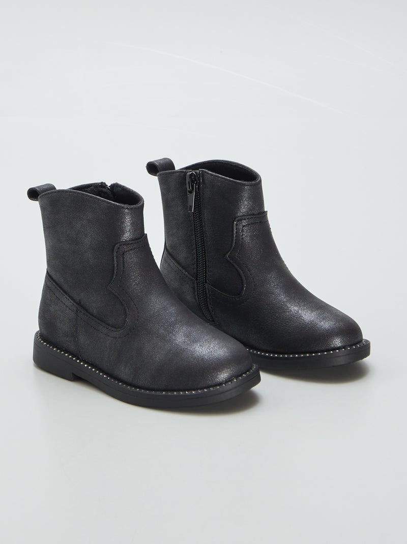 Bottines esprit santiag noir - Kiabi