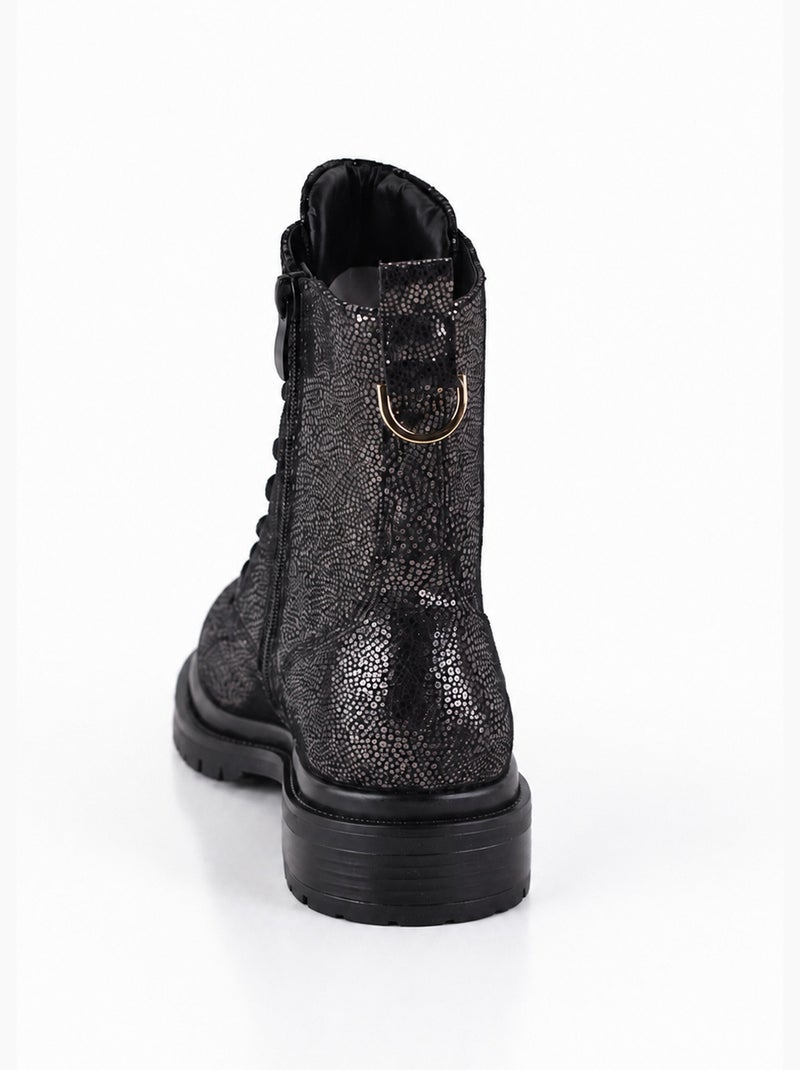 Bottines fantaisie style combat boots - afibel Noir - Kiabi