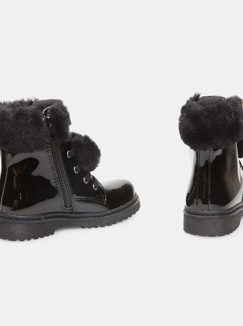 Bottines fausse fourrure - BATA Noir - Kiabi