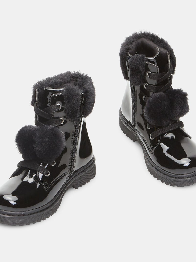 Bottines fausse fourrure - BATA Noir - Kiabi