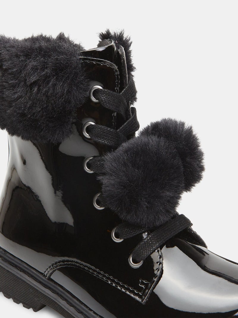 Bottines fausse fourrure - BATA Noir - Kiabi