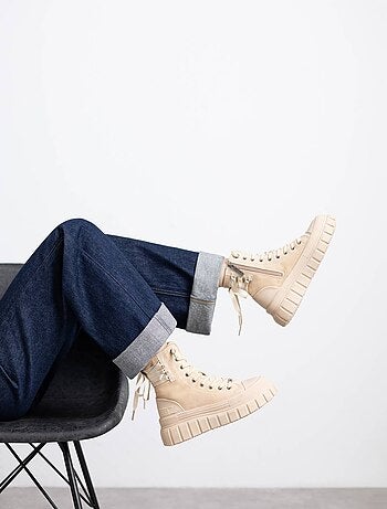 Bottines femme à lacets avec fermeture éclair