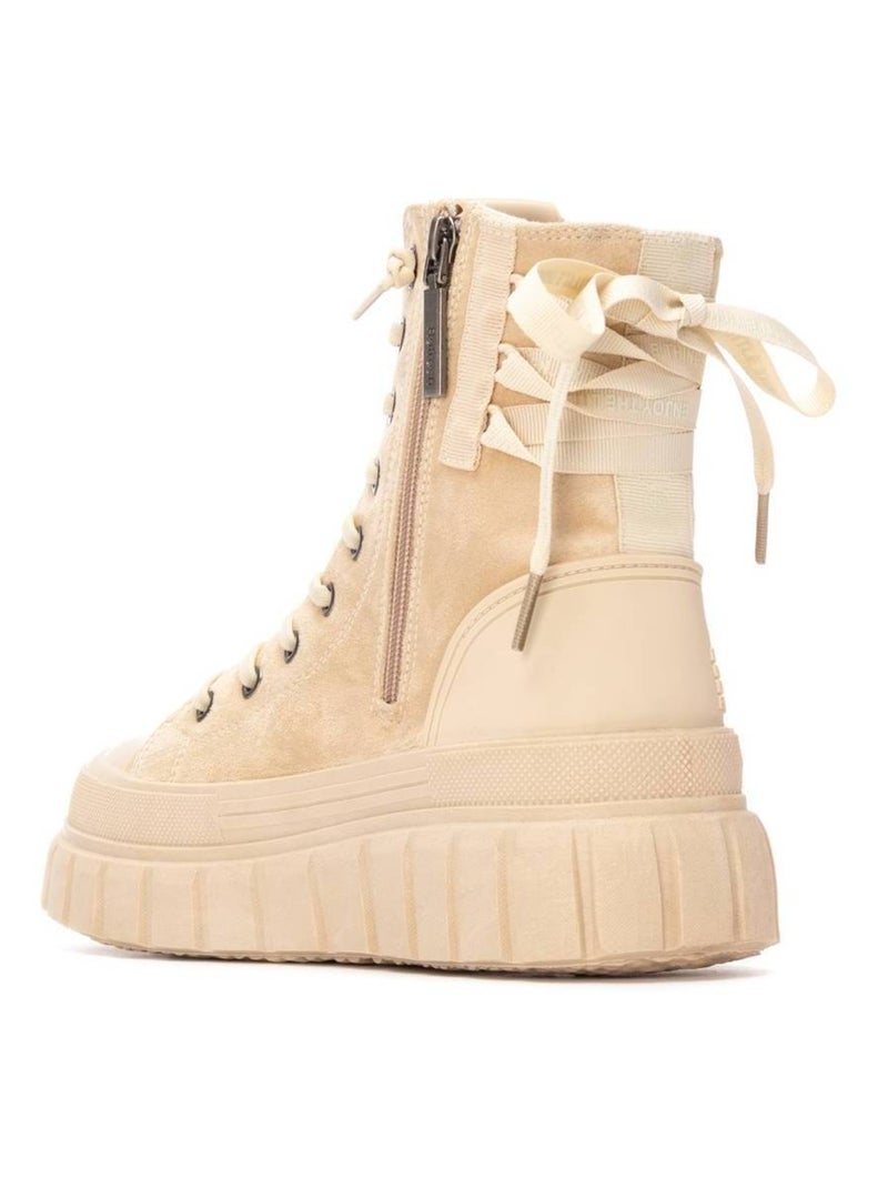 Bottines femme à lacets avec fermeture éclair Beige - Kiabi