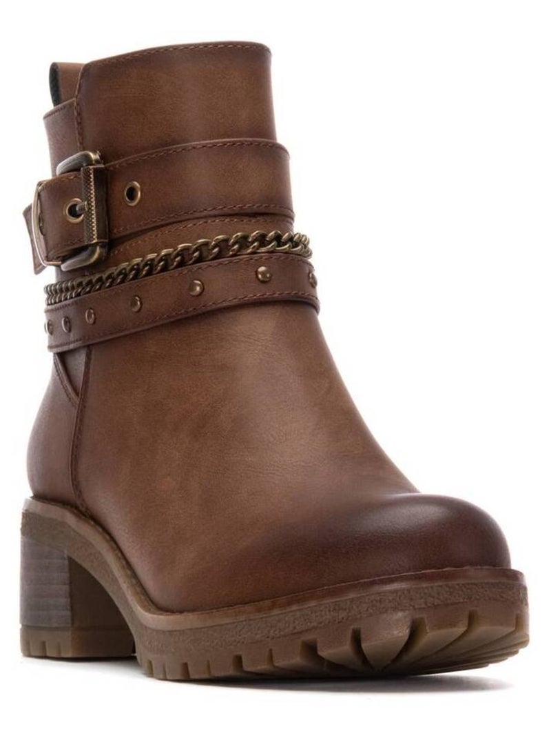 Bottines femme à lacets avec fermeture éclair Camel - Kiabi