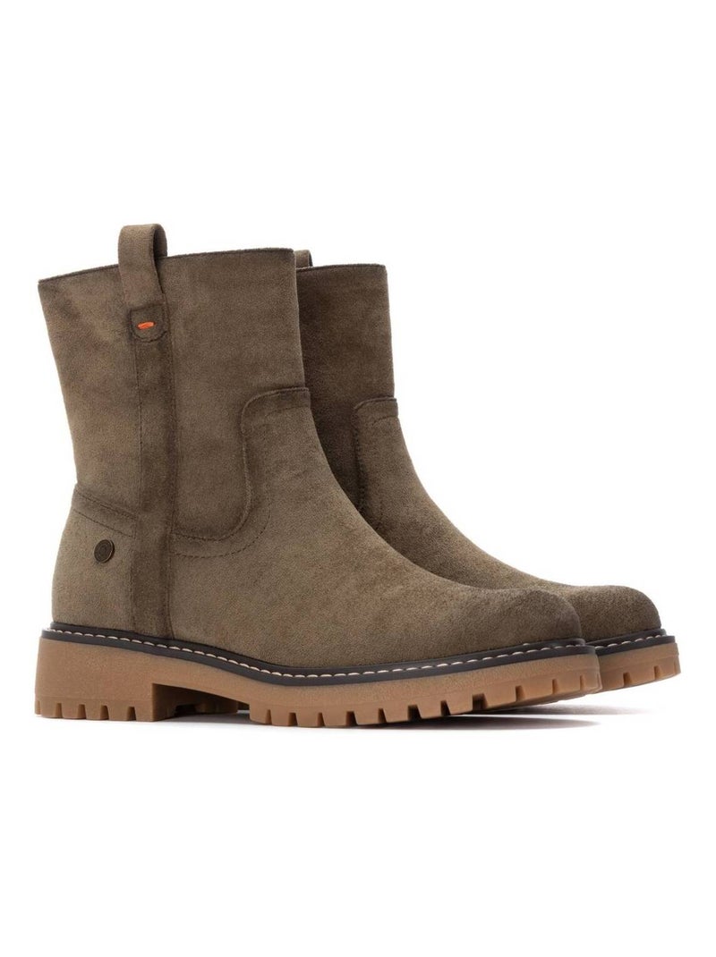 Bottines femme à lacets avec fermeture éclair Kaki - Kiabi
