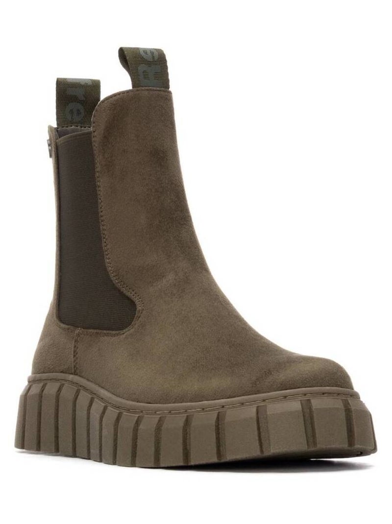 Bottines femme à lacets avec fermeture éclair Kaki - Kiabi