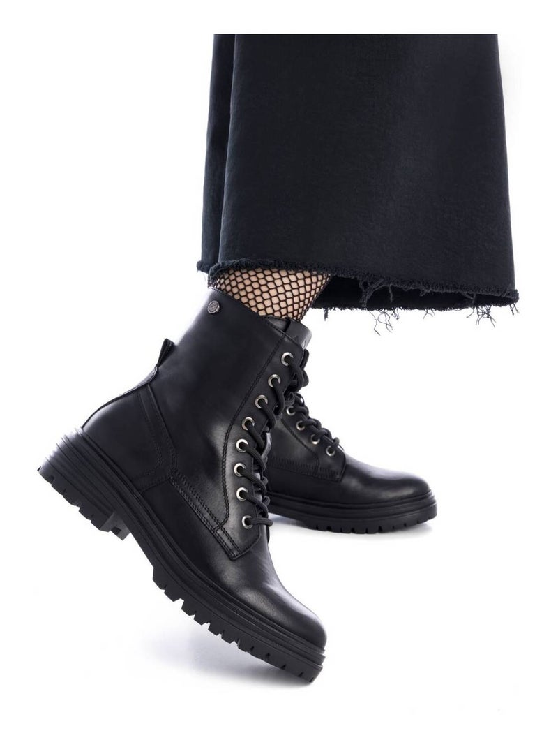 Bottines femme à lacets avec fermeture éclair Noir - Kiabi
