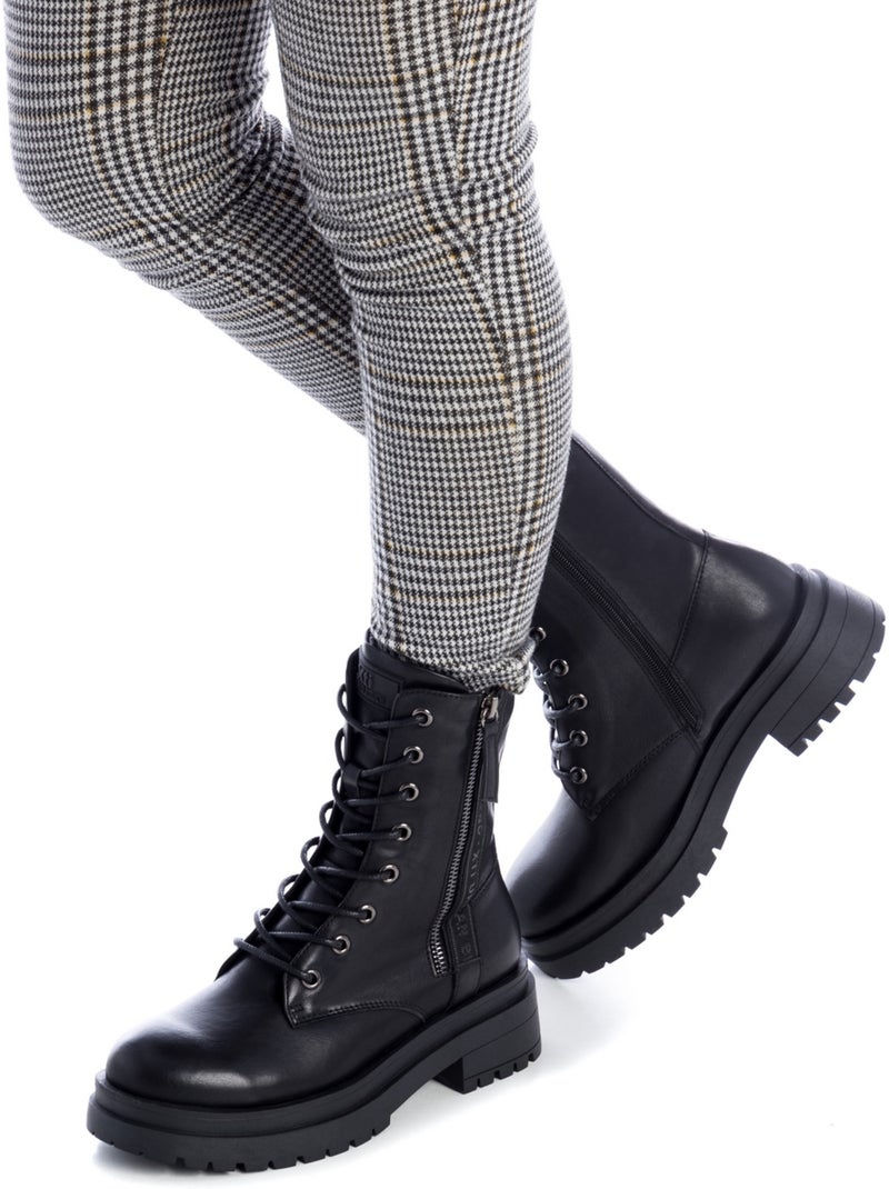 Bottines femme à lacets avec fermeture éclair Noir - Kiabi