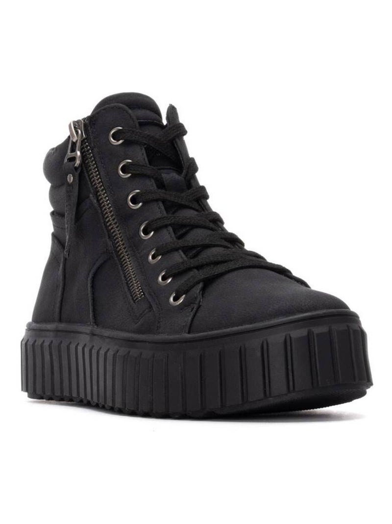 Bottines femme à lacets avec fermeture éclair Noir - Kiabi