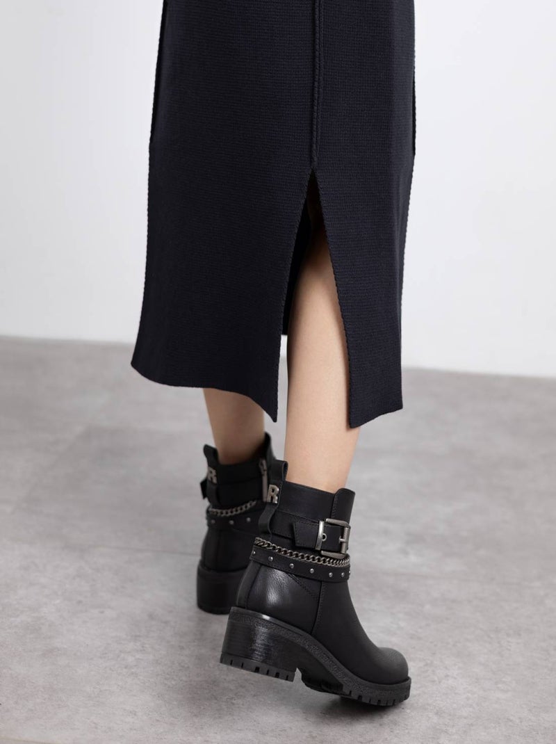 Bottines femme à lacets avec fermeture éclair Noir - Kiabi