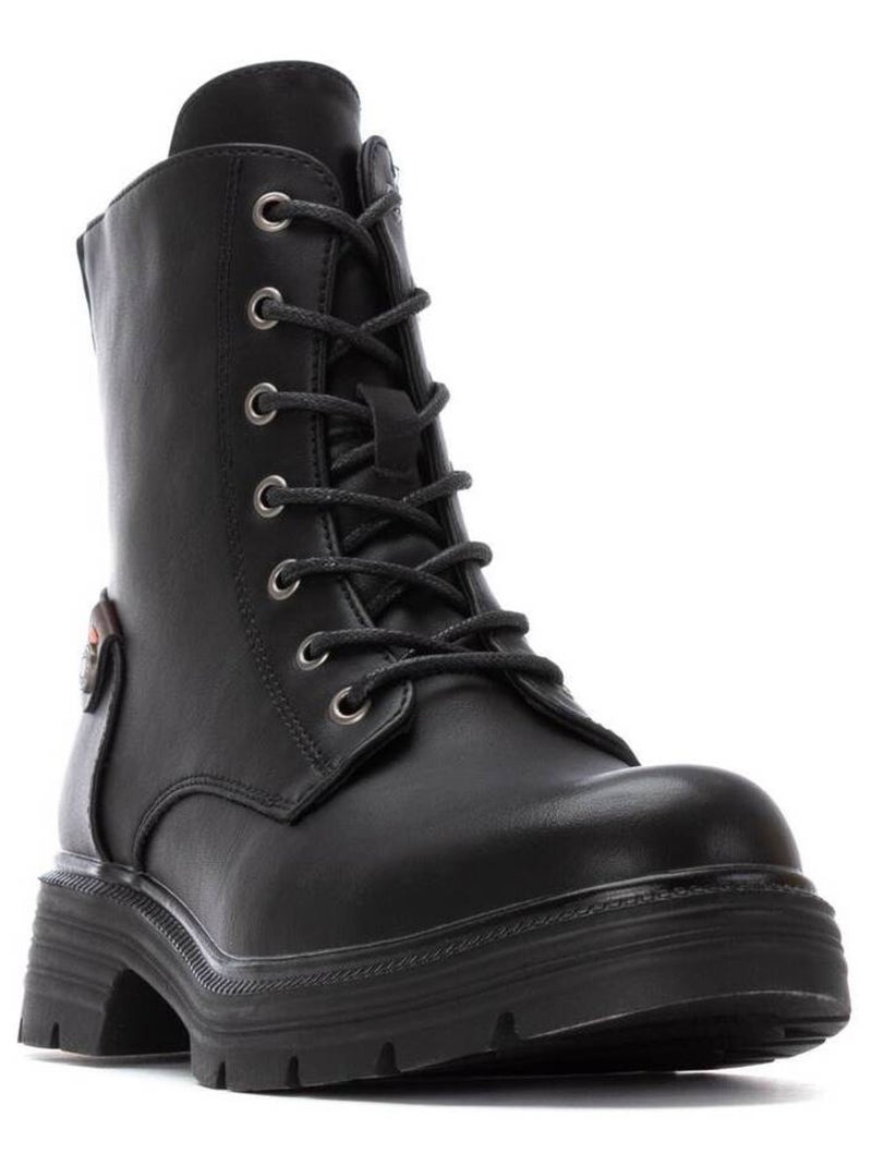 Bottines femme à lacets avec fermeture éclair Noir - Kiabi