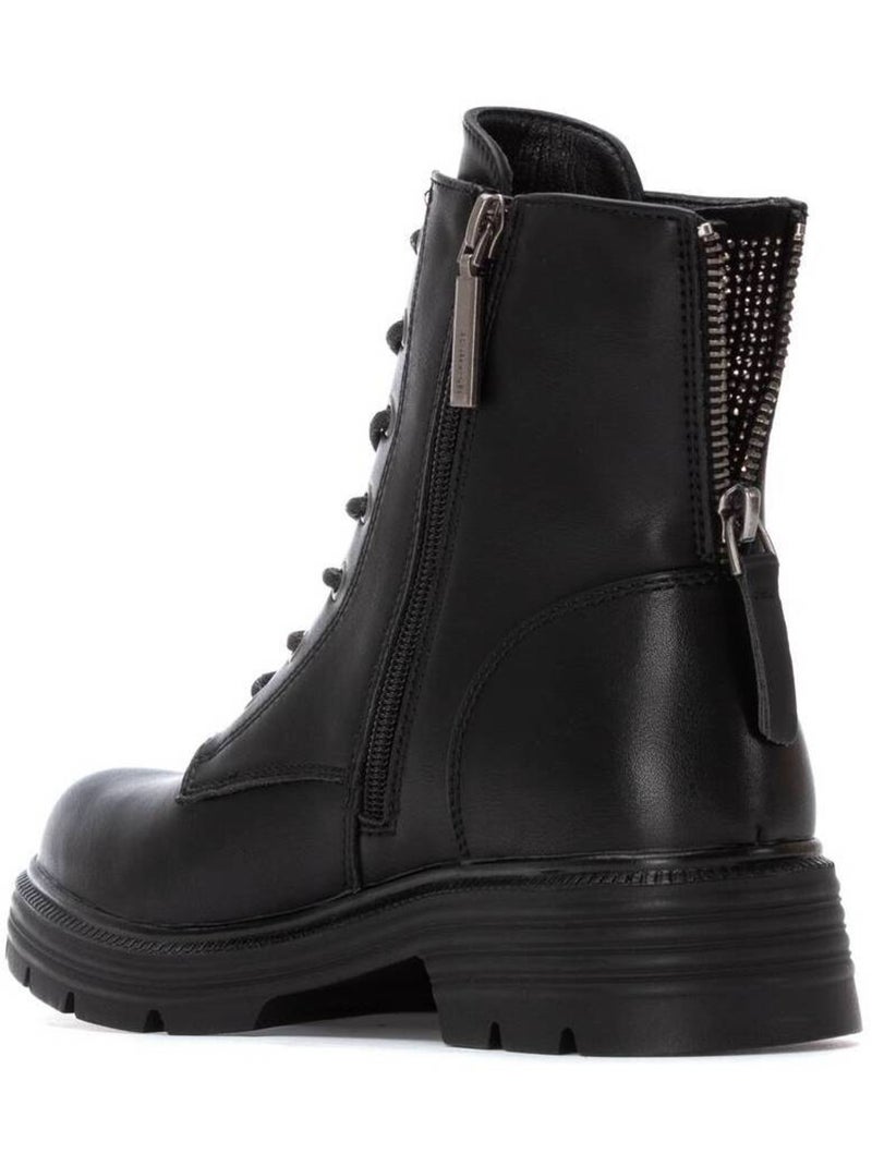 Bottines femme à lacets avec fermeture éclair Noir - Kiabi