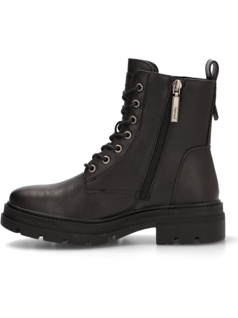 Bottines femme à lacets avec fermeture éclair Noir - Kiabi