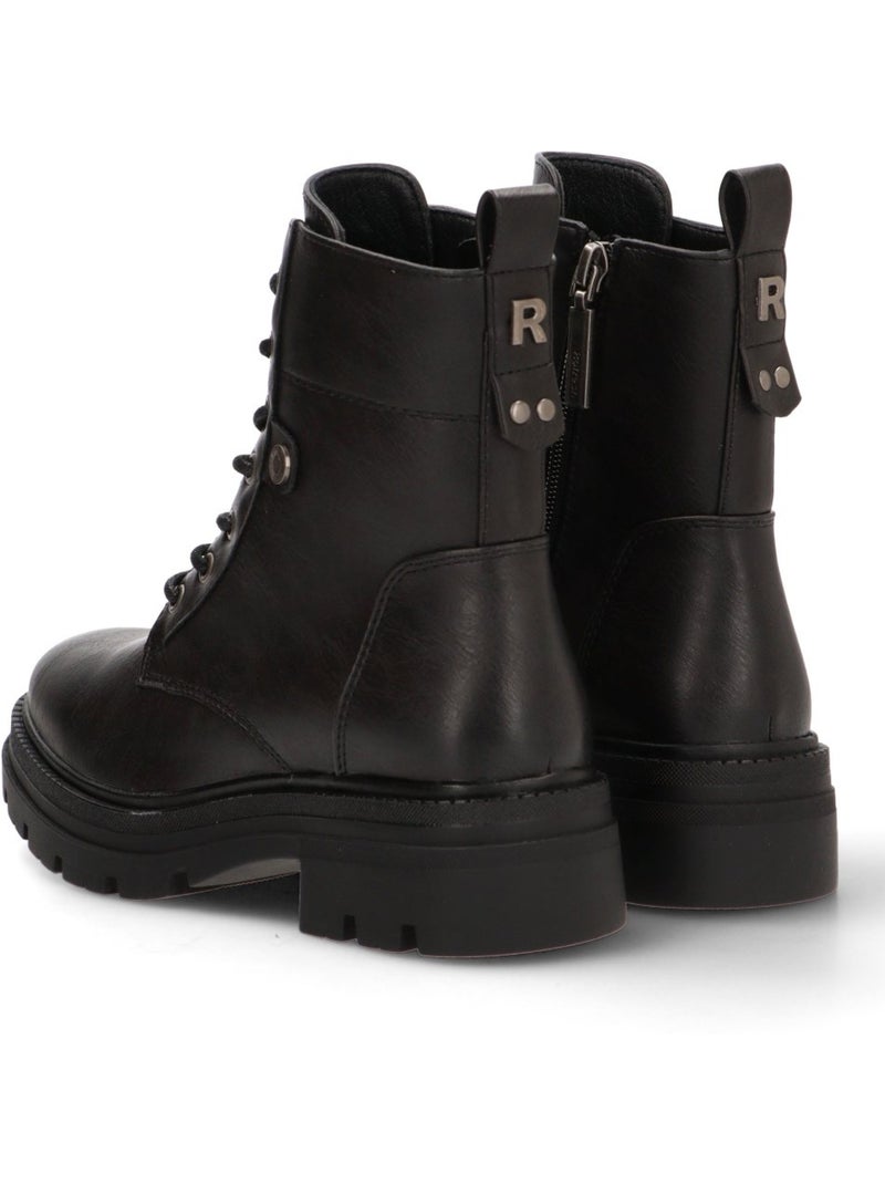 Bottines femme à lacets avec fermeture éclair Noir - Kiabi