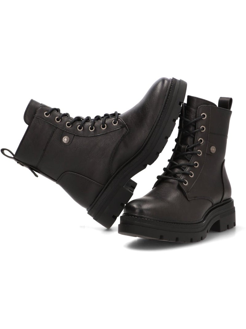 Bottines femme à lacets avec fermeture éclair Noir - Kiabi