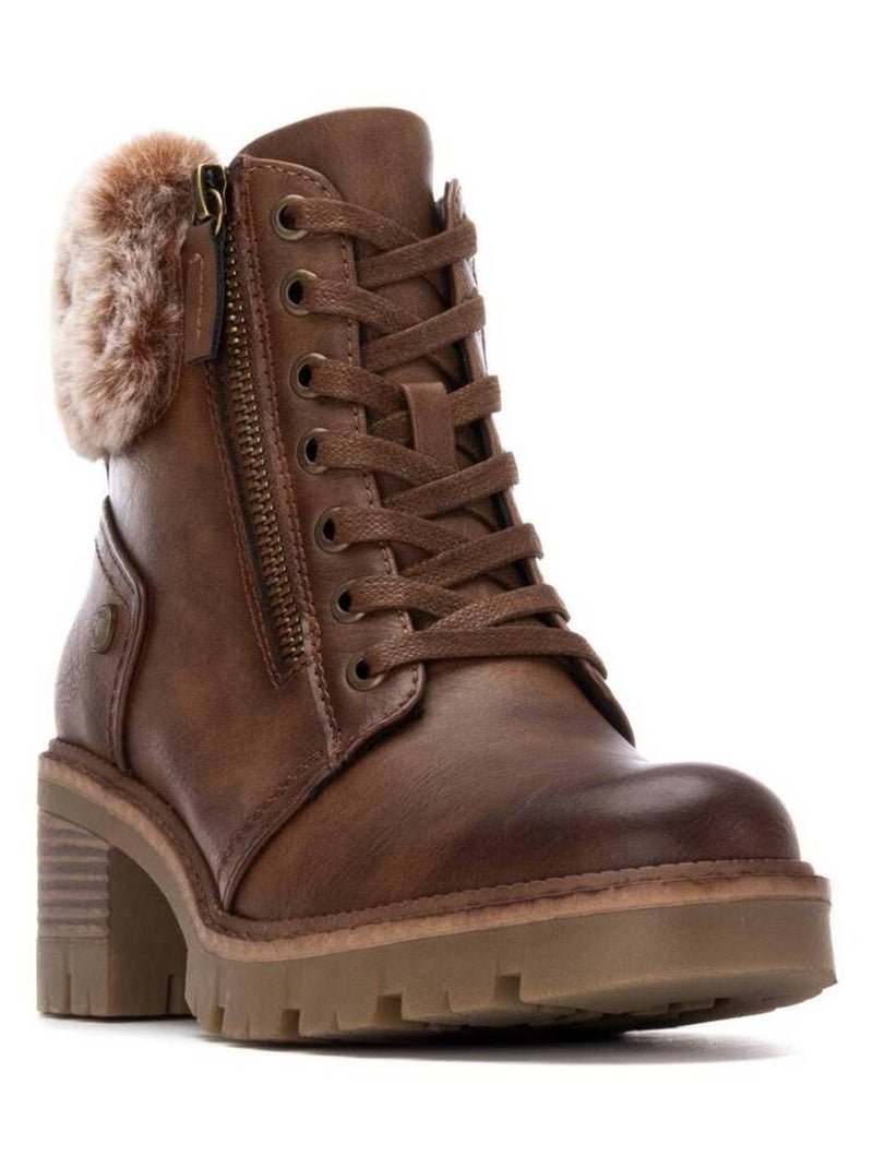 Bottines femme à lacets Camel - Kiabi
