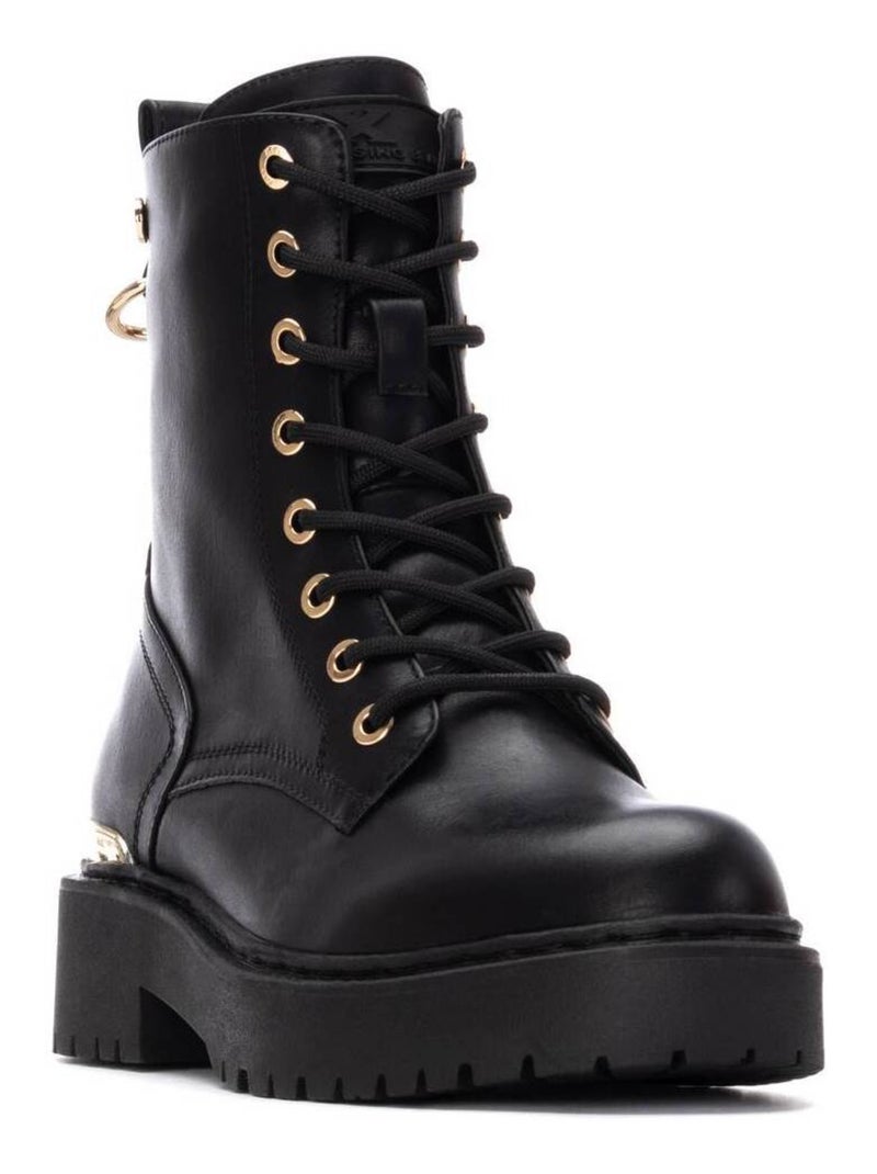 Bottines femme à lacets Noir - Kiabi