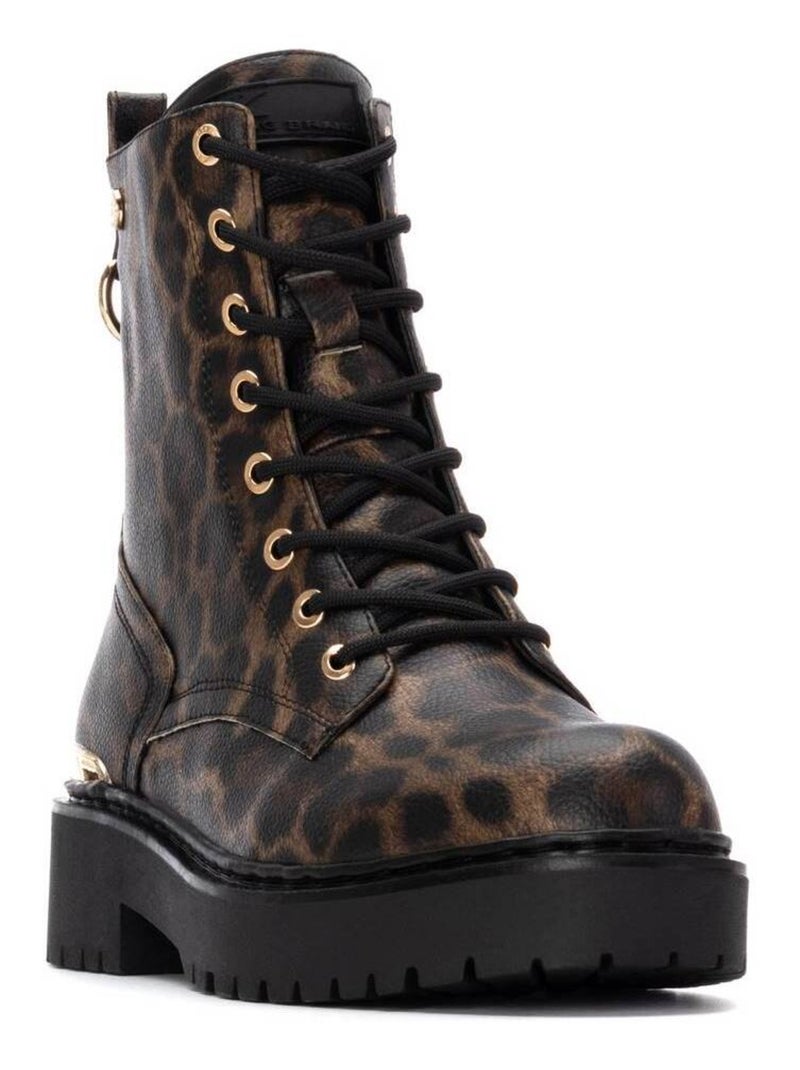 Bottines femme à lacets Noir Marron - Kiabi
