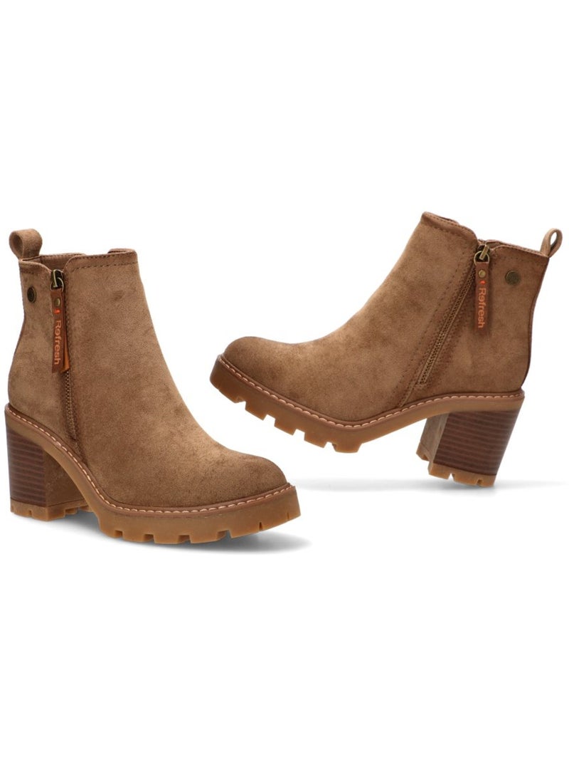 Bottines femme à talon haut Taupe - Kiabi