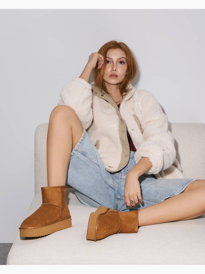 Bottines femme fourrées Camel - Kiabi