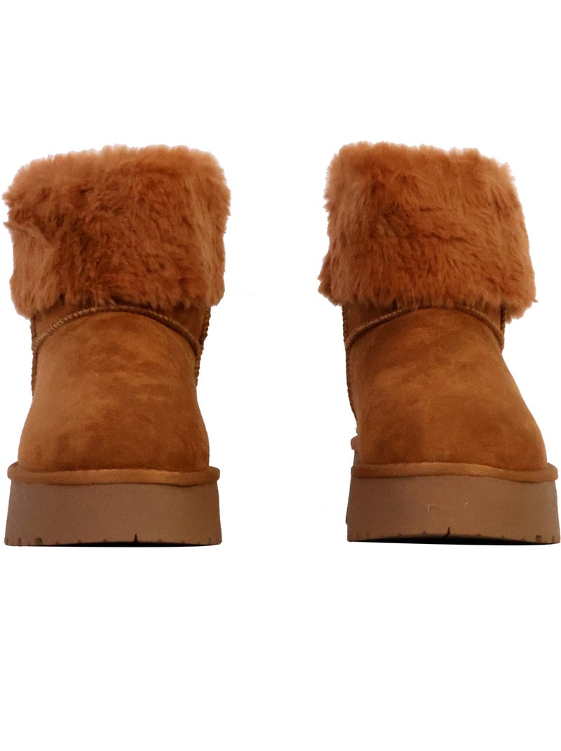 Bottines femme fourrées Camel - Kiabi