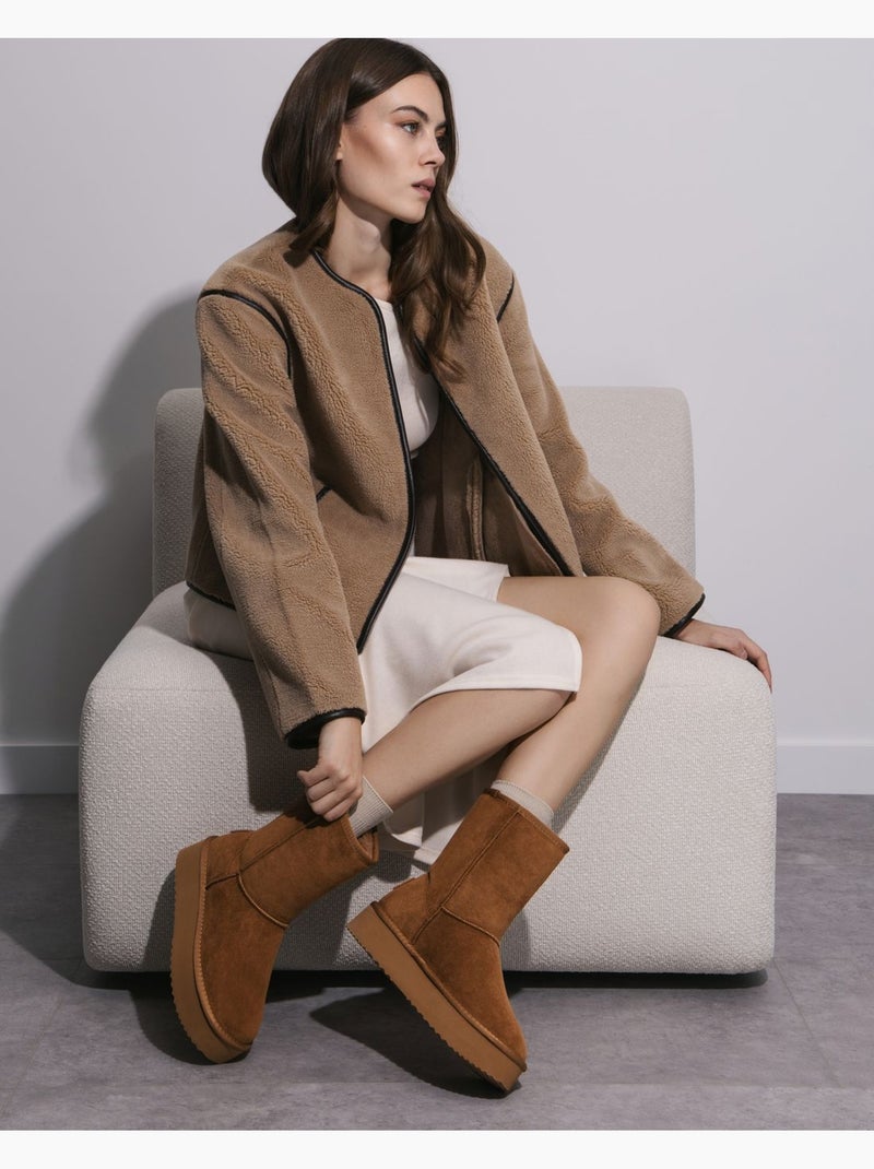 Bottines femme fourrées Camel - Kiabi