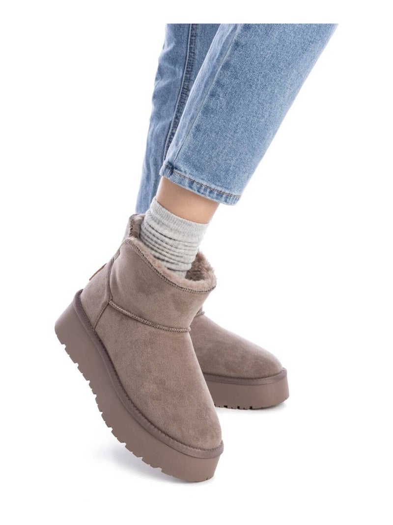 Bottines femme fourrées Taupe - Kiabi