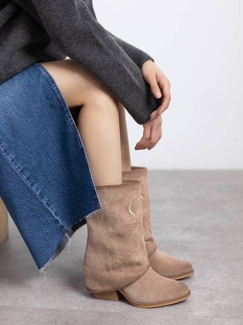Bottines femme style cowboy - Kiabi