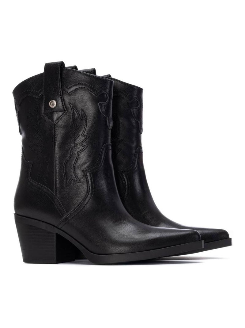 Bottines femme style cowboy Noir - Kiabi