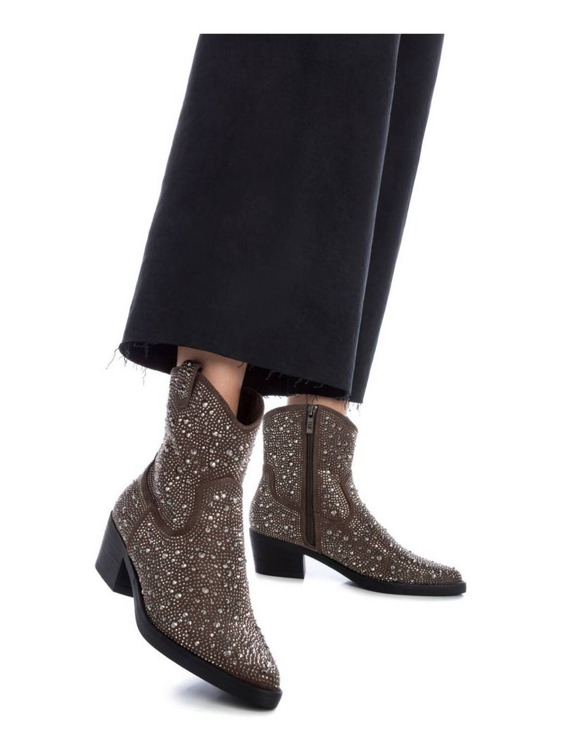 Bottines femme style cowboy Taupe - Kiabi
