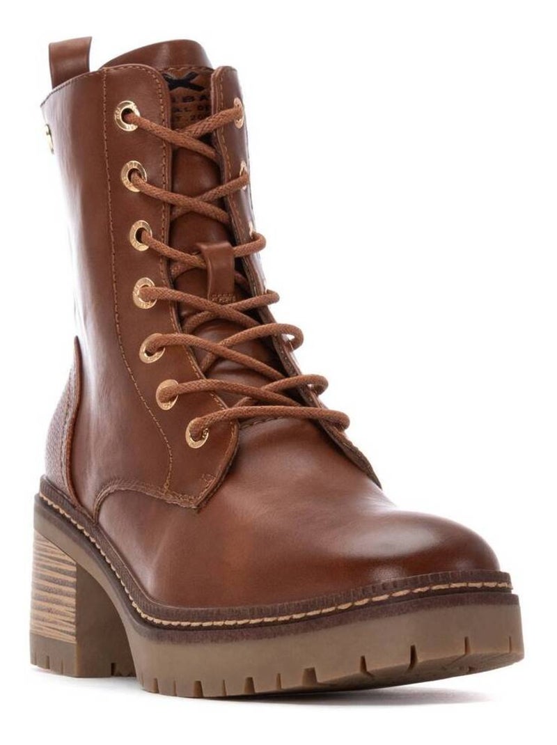 Bottines femme style militaire à lacets Camel - Kiabi