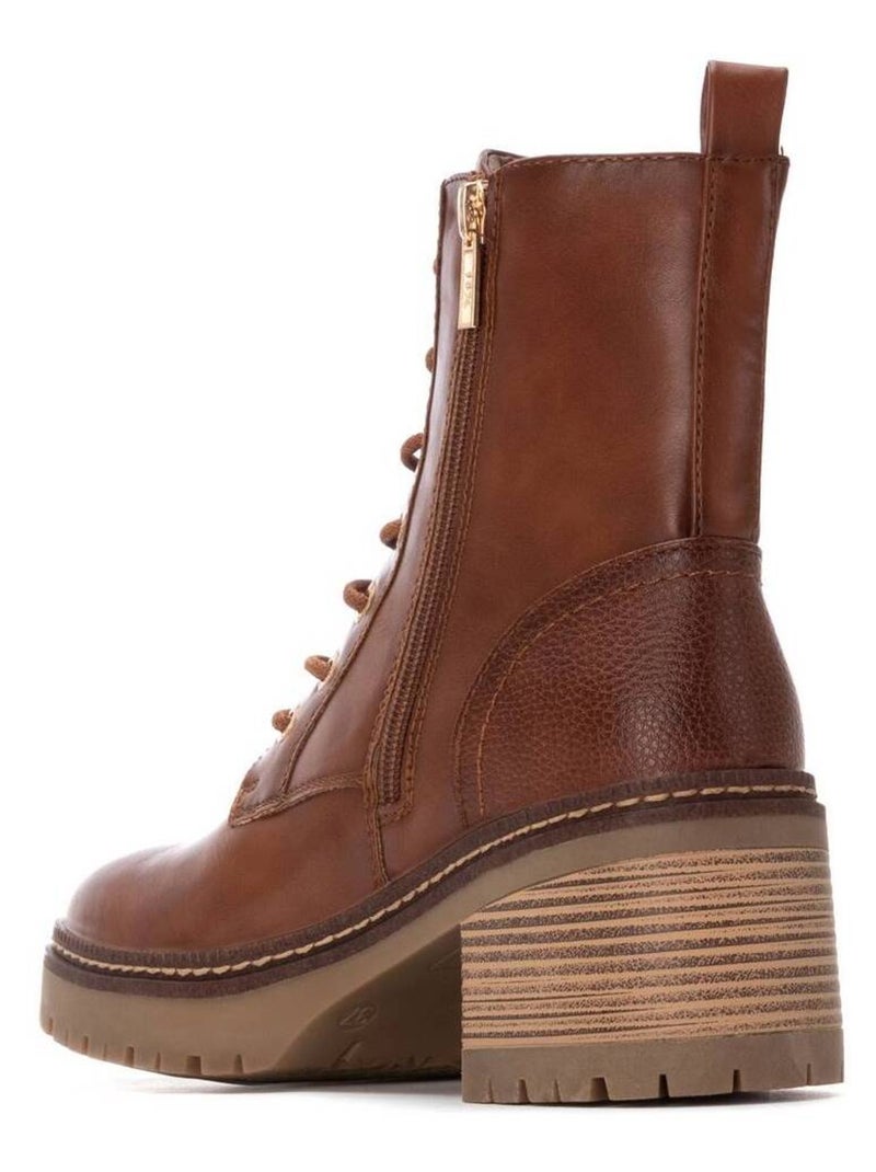 Bottines femme style militaire à lacets Camel - Kiabi