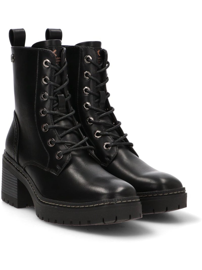 Bottines femme style militaire à lacets Noir - Kiabi