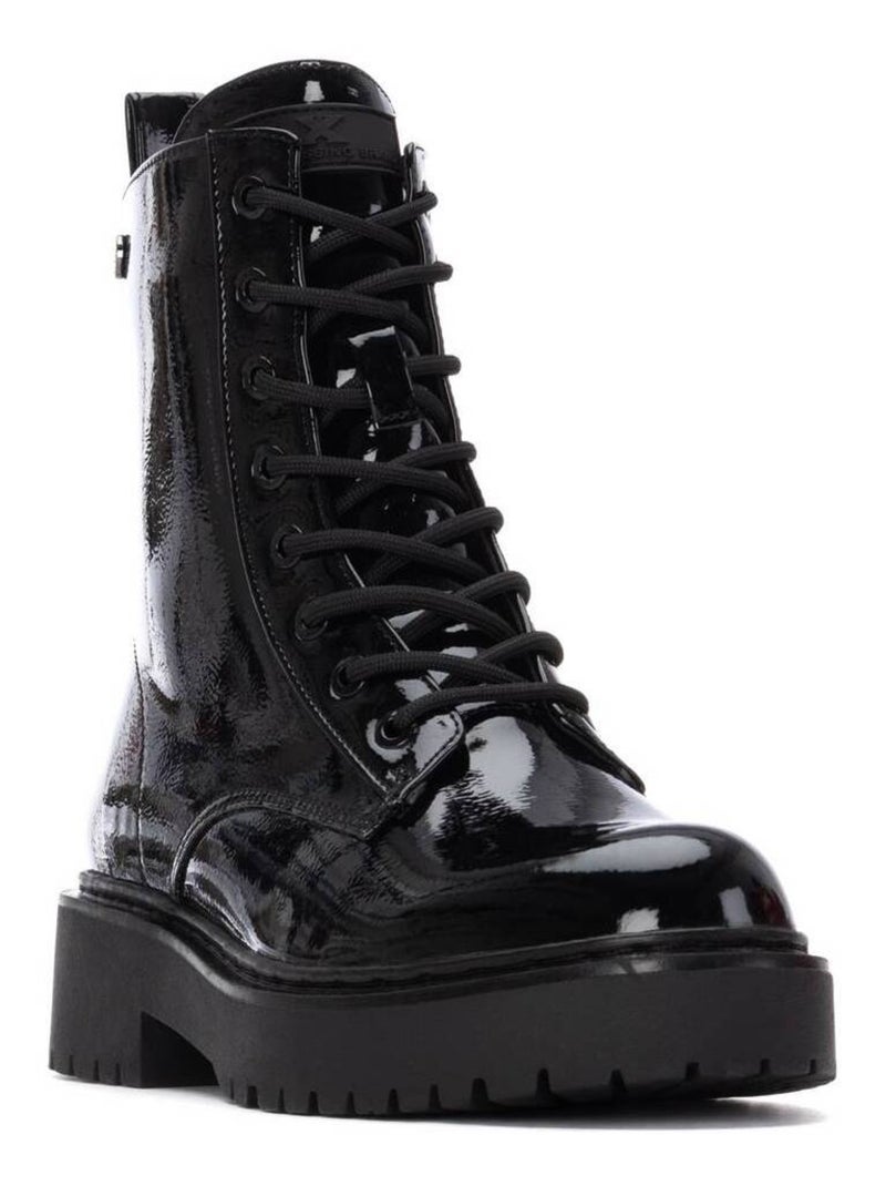 Bottines femme style militaire à lacets Noir - Kiabi
