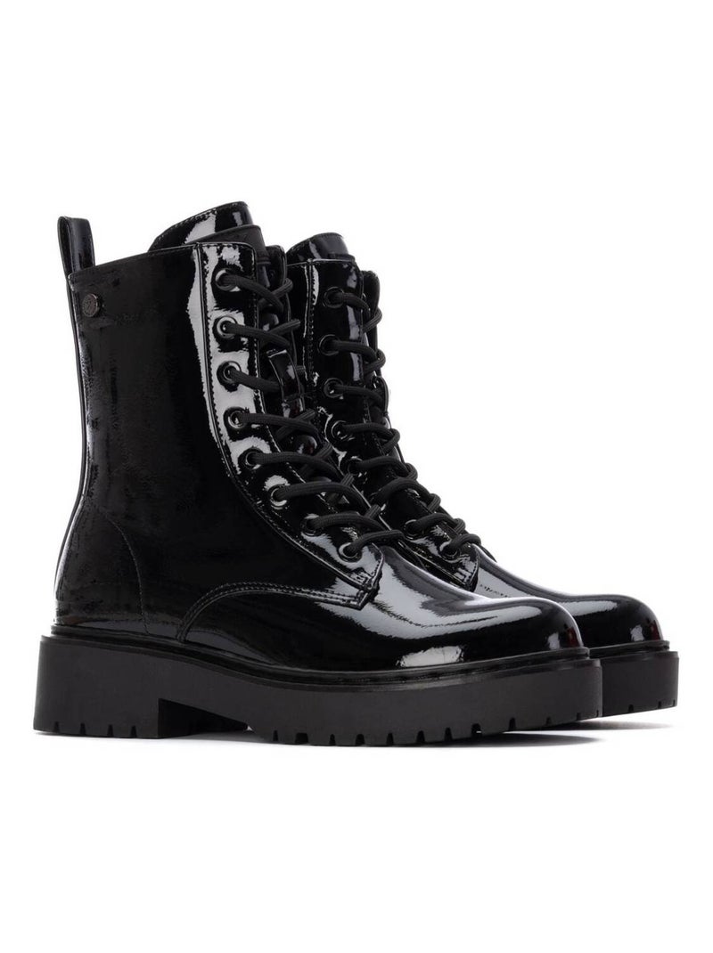 Bottines femme style militaire à lacets Noir - Kiabi