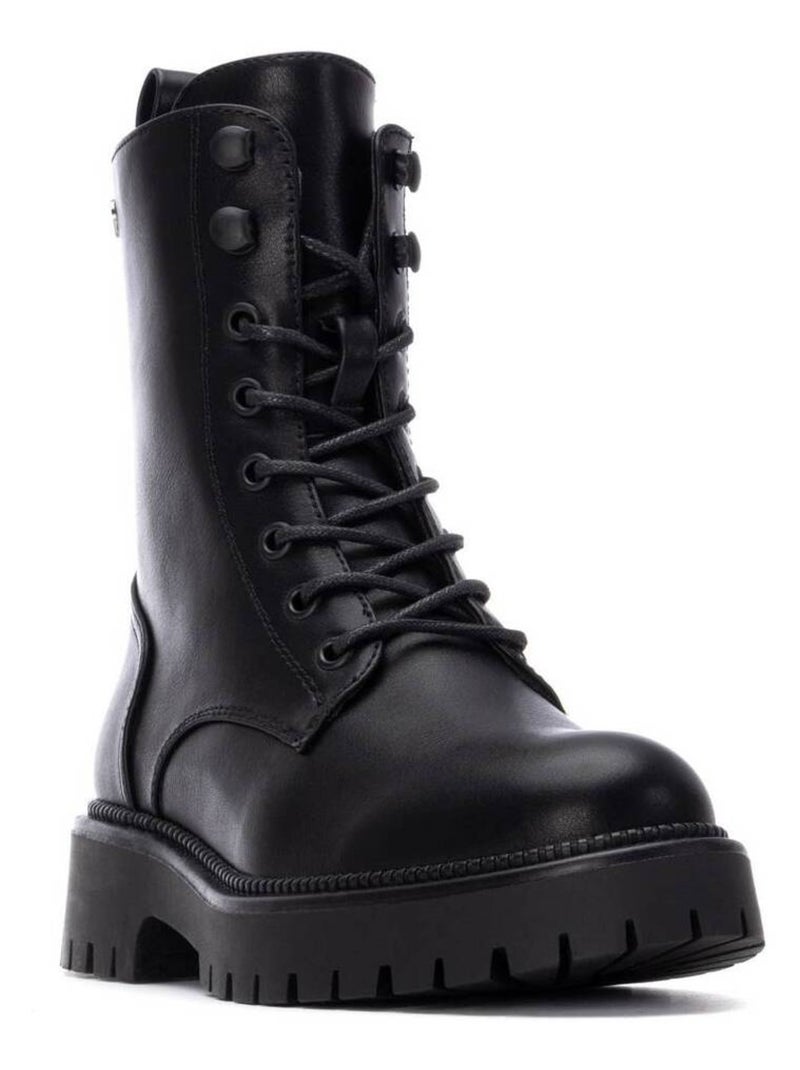 Bottines femme style militaire à lacets Noir - Kiabi