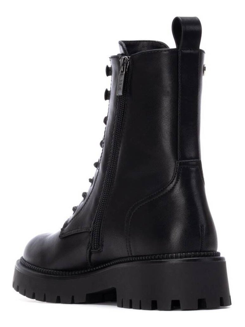 Bottines femme style militaire à lacets Noir - Kiabi