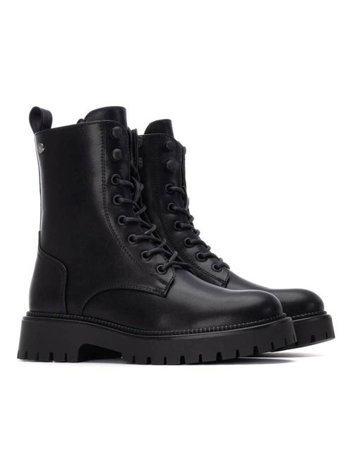 Bottines femme style militaire à lacets - Kiabi