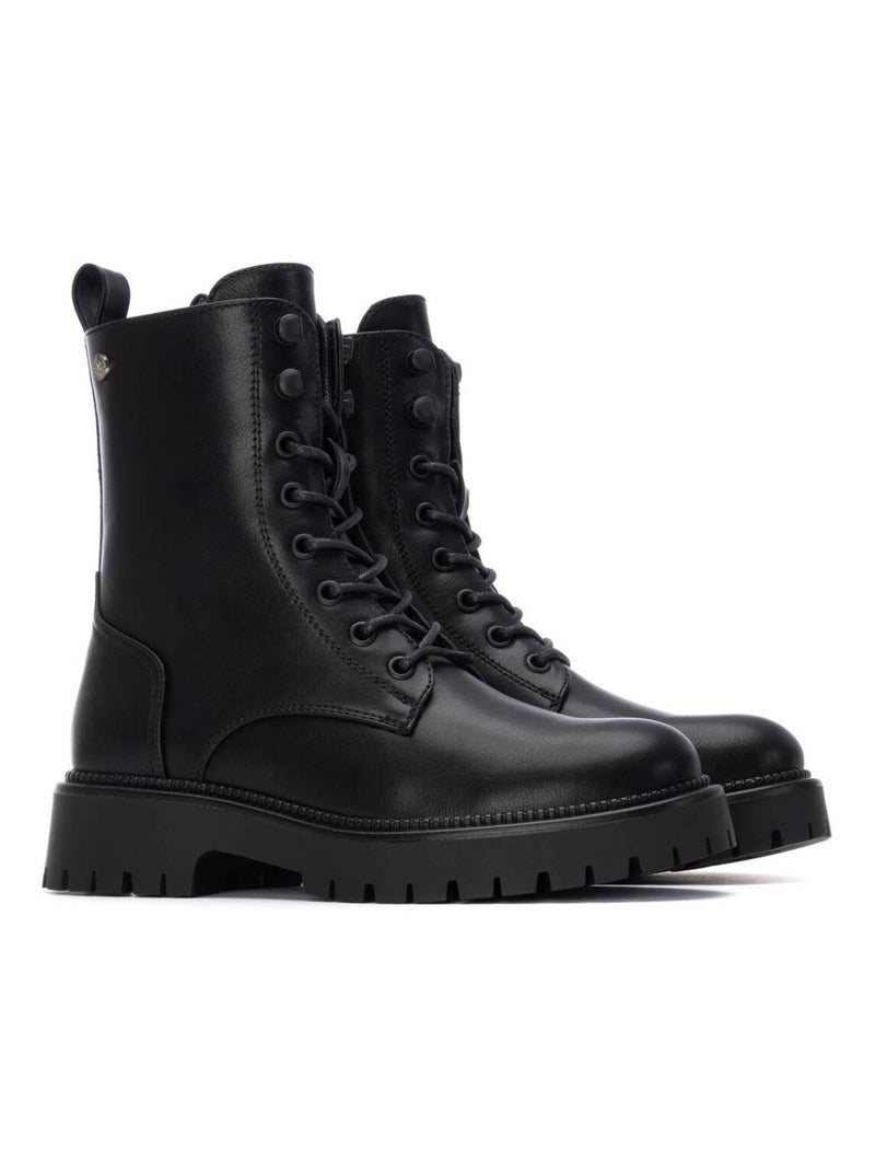 Bottines femme style militaire à lacets Noir - Kiabi