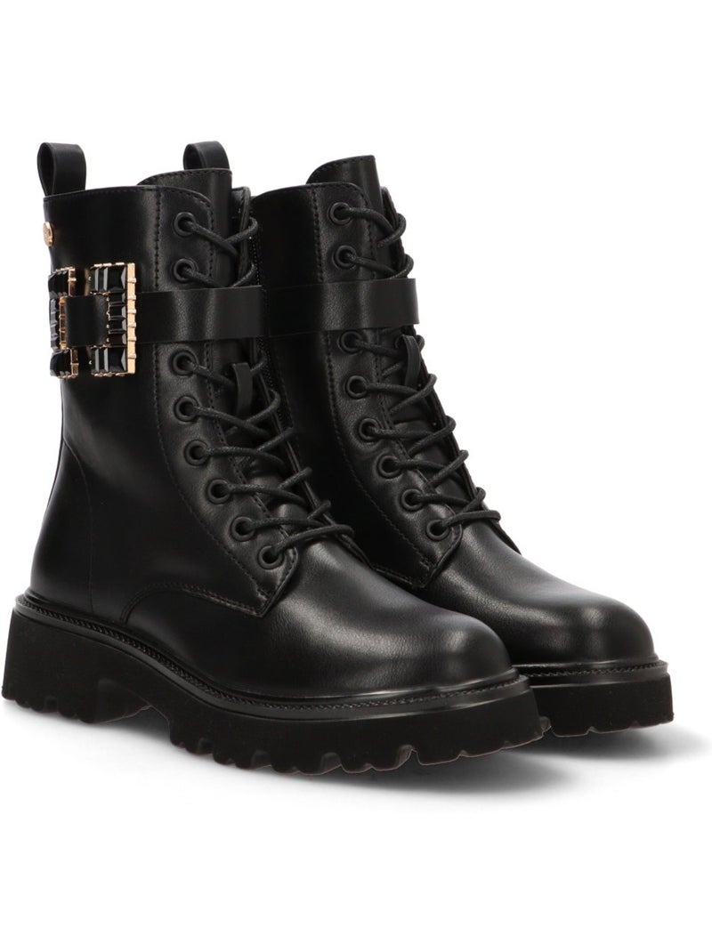 Bottines femme style militaire à lacets Noir - Kiabi
