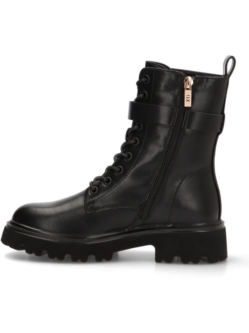 Bottines femme style militaire à lacets Noir - Kiabi