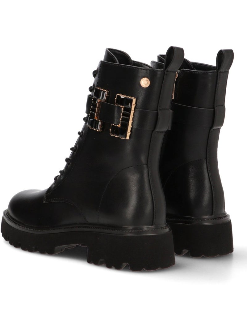 Bottines femme style militaire à lacets Noir - Kiabi