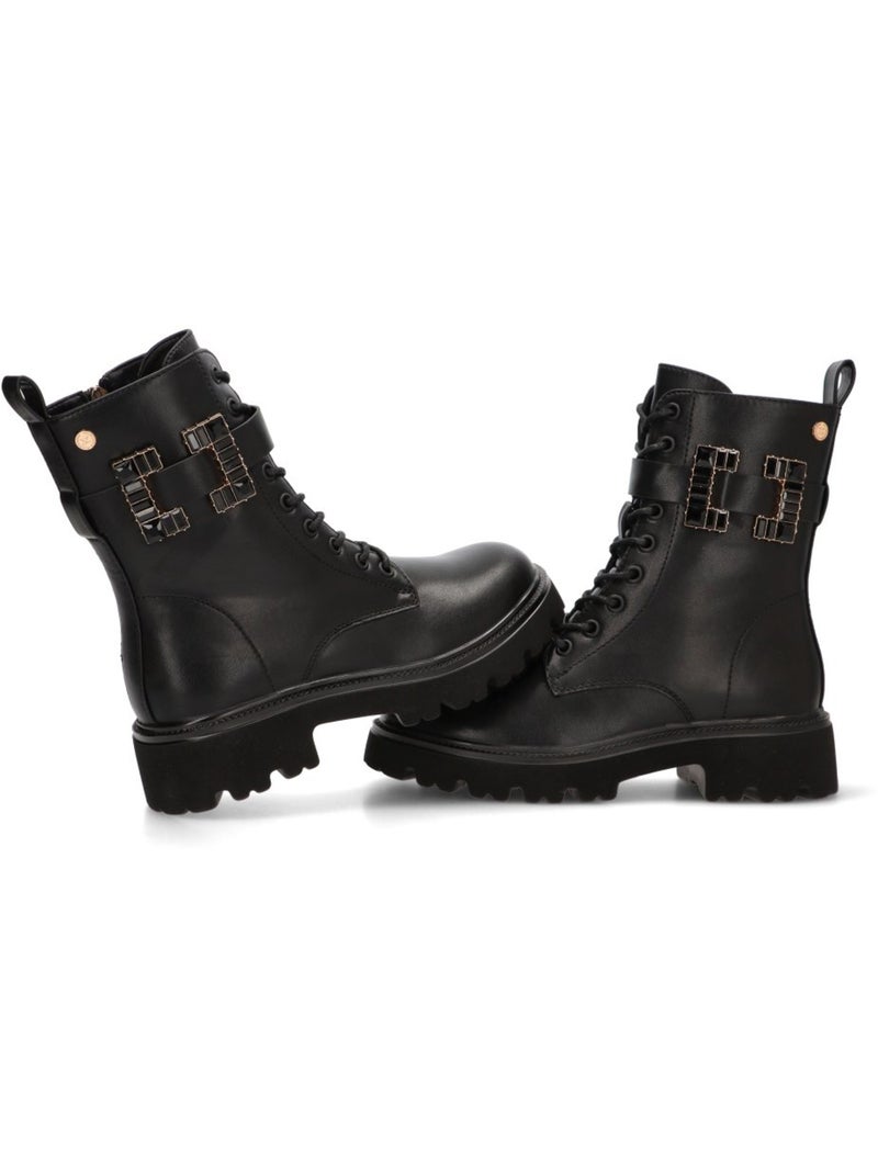 Bottines femme style militaire à lacets Noir - Kiabi