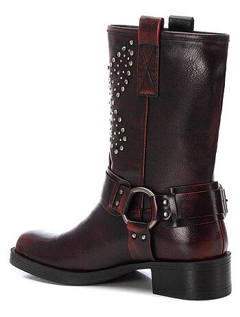 Bottines femme style motard à fermeture éclair