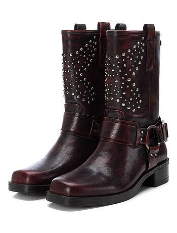 Bottines femme style motard à fermeture éclair