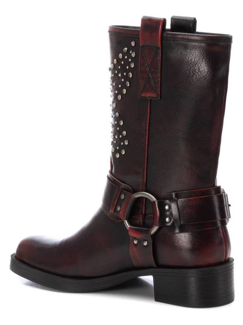 Bottines femme style motard à fermeture éclair Bordeaux - Kiabi