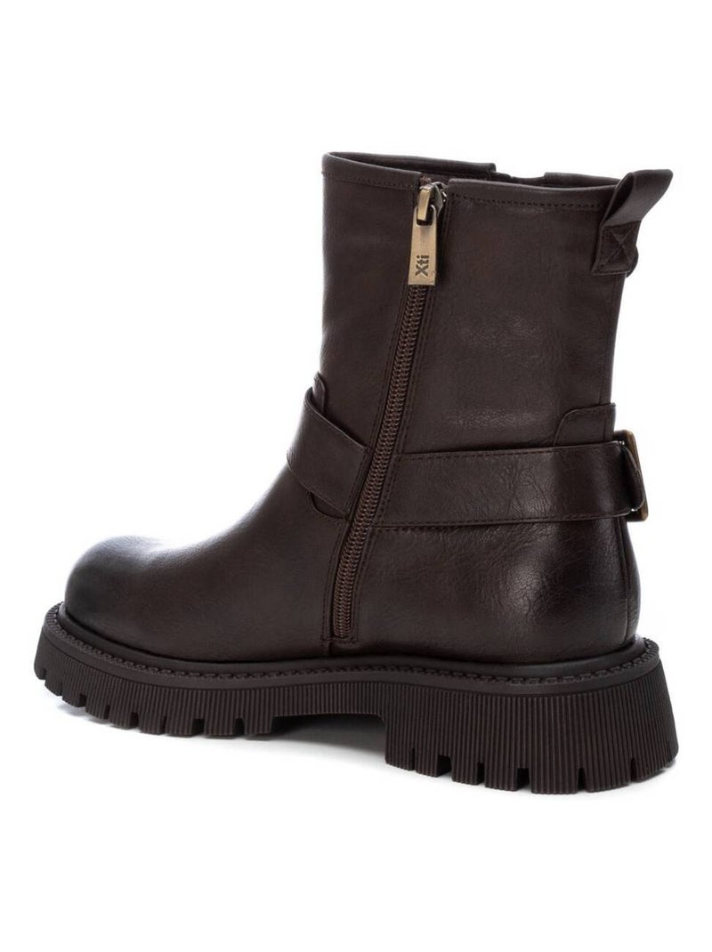Bottines femme style motard à fermeture éclair Marron - Kiabi