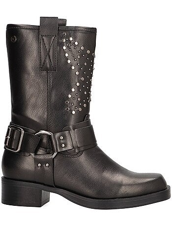 Bottines femme style motard à fermeture éclair